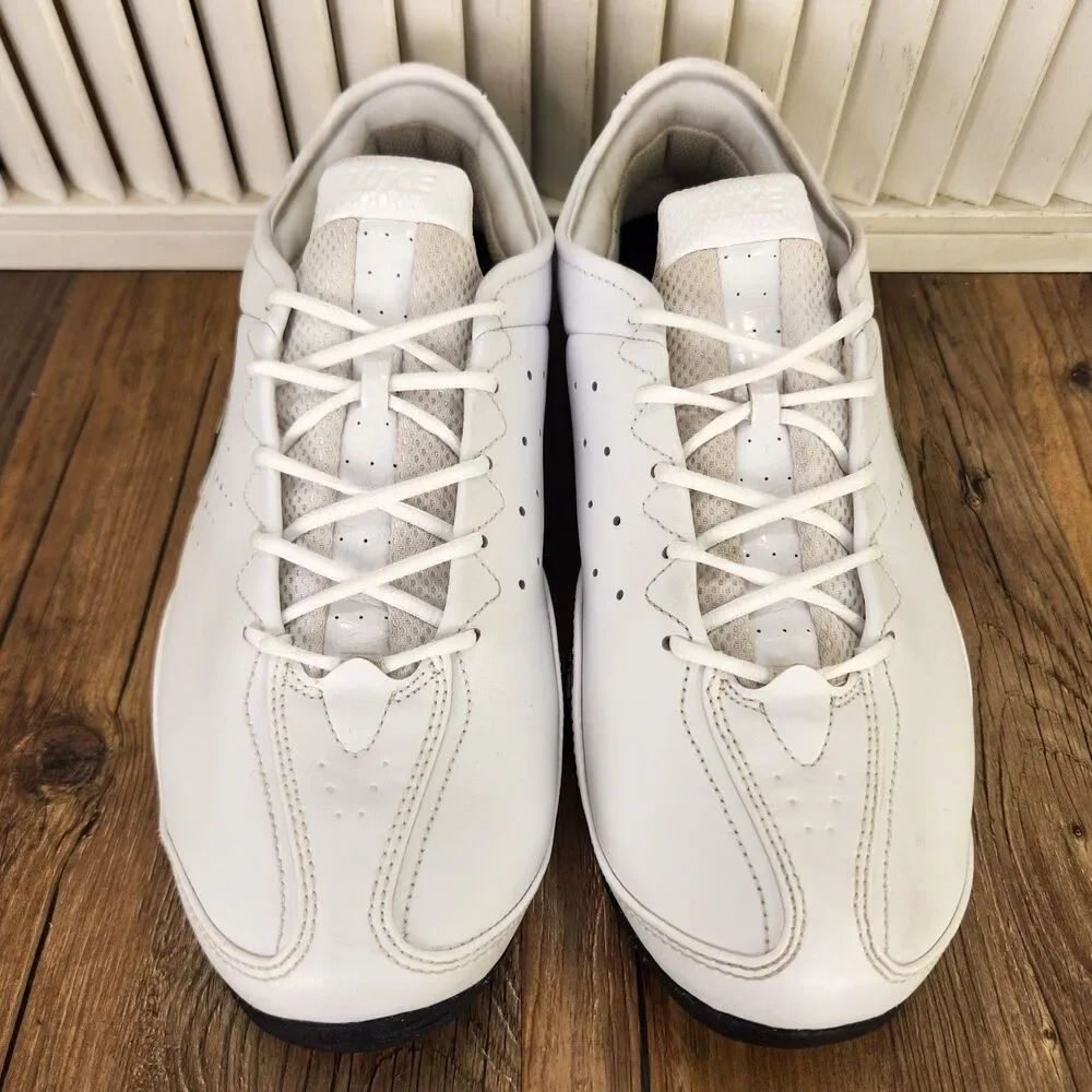 Nike Air Classic Shoes Mens Sz 9.5 White Black Sleek Leather Sneakers 354048-101